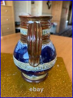 1897 Doulton Lambeth ware Queen Victoria diamond jubilee trio LG jug, small jug