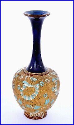 1920's England Royal Doulton Lambeth Slater Art Nouveau Gilt Stoneware Vase Mk