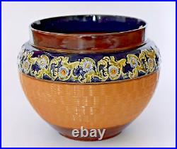 ANTIQUE DOULTON LAMBETH STONEWARE 1533 PLANTER VASE c1900 EMILY PARTINGTON