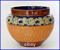 ANTIQUE DOULTON LAMBETH STONEWARE 1533 PLANTER VASE c1900 EMILY PARTINGTON