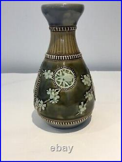 A EARLY DOULTON LAMBETH STONEWARE CHINESE INSPIRED VASE by EMILY PARTINGTON 1882