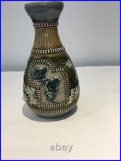 A EARLY DOULTON LAMBETH STONEWARE CHINESE INSPIRED VASE by EMILY PARTINGTON 1882