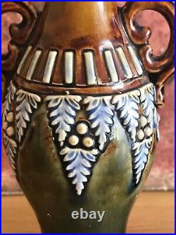 A Fabulous Pair of Antique Miniature Circa 1885 Doulton Lambeth Baluster Vases