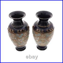 A Fine Large Pair Of Antique Royal Doulton Lambeth Vases, Slater's Patent