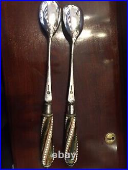 A Lovely Doulton Lambeth Salad Serving Set Circa 1880. Victorian, Spoon And Fork