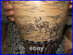 A MAGNIFICENT Hannah Barlow Doulton Lambeth huge vase signed. Dated 1879