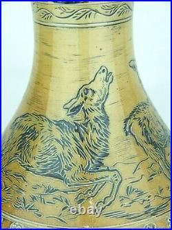 A Magnificent Doulton Lambeth Vase Decorated with Running Deer-Hannah Barlow