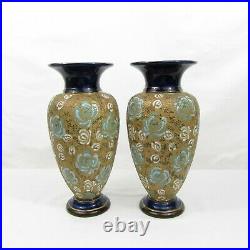 A Pair of Victorian Royal Doulton Lambeth Slater vases c1886-1896