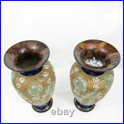 A Pair of Victorian Royal Doulton Lambeth Slater vases c1886-1896