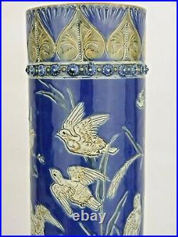 A Rare Doulton Lambeth Aesthetic Movement Vase with Birds by Hannah Barlow