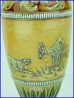 A Rare Doulton Lambeth Hunting Dog Vase by Hannah Barlow & Frank Butler