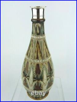 A Rare Doulton Lambeth Sterling Silver Rimmed Vase by Frank Butler. Date 1875. #2