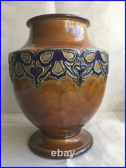 A Very Large Heavy Antique Royal Doulton Lambeth Pottery Glazed Vase c1925