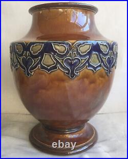 A Very Large Heavy Antique Royal Doulton Lambeth Pottery Glazed Vase c1925