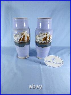 A pair of Doulton Vases Depicting Galleon Ship From A Bygone Age