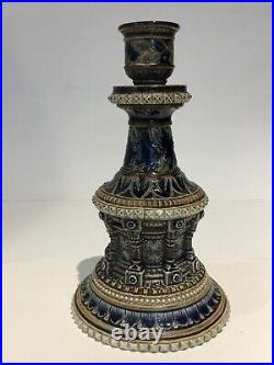 A very RARE and EARLY Doulton Lambeth columned CANDLESTICK by E. A. G dated 1877