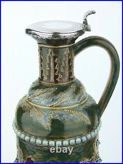 An Impressive Doulton Lambeth Sterling Silver Lidded Ewer by George Tinworth