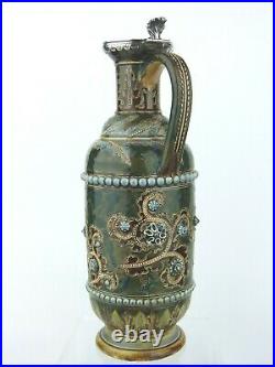 An Impressive Doulton Lambeth Sterling Silver Lidded Ewer by George Tinworth
