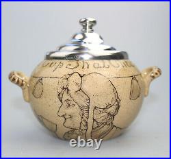 An attractive & good Royal Doulton stoneware Motto ware lidded Bowl Tea C. 1915