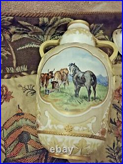 Anique Doulton Lambeth Hannah Barlow Tall Carrara Vase Horses & Cattle Rare