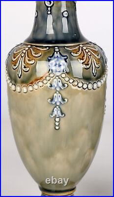 Annie Partridge Pair Doulton Lambeth Art Nouveau Vases with Maiden Masks