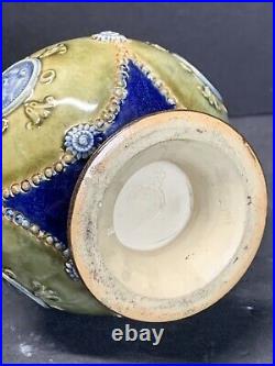Antique 19th C. Royal Doulton Lambeth Slater Stoneware Signed 11.25 Tall Vase