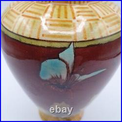 Antique 19th Century Doulton Lambeth Faience Vase With Flowers Elizabeth Shelley