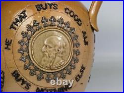 Antique 19th Century Doulton Lambeth Signed Stoneware Motto Jug He That Buys