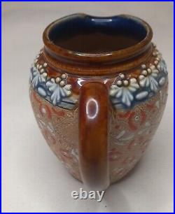 Antique 19th Century Doulton Lambeth Stoneware lovely Floral details height 8 CM