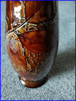 Antique 19th Century Doulton Lambeth style Stoneware Vase Autumn 10 ³/