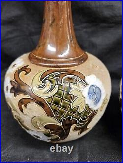 Antique Art Nouveau Doulton Lambeth Slaters Patent Stoneware Vases