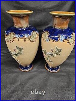 Antique Art Nouveau Doulton Lambeth Stoneware Vases
