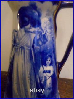 Antique Charles Noke Doulton Aubrey'blue Children' Large Jug