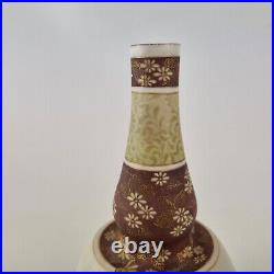 Antique Doulton Lambeth Carrara Bottle Style Vase Decorated Flowers 23cm High