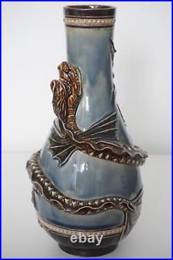 Antique Doulton Lambeth Dragon & Prunus Vase Barnard Pope Thompson c. 1883