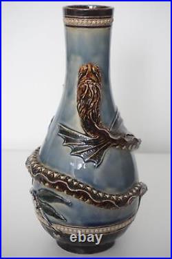 Antique Doulton Lambeth Dragon & Prunus Vase Barnard Pope Thompson c. 1883