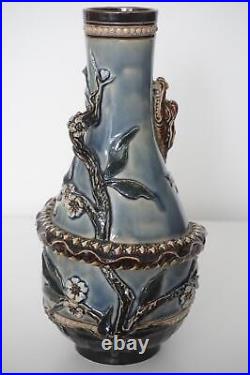 Antique Doulton Lambeth Dragon & Prunus Vase Barnard Pope Thompson c. 1883