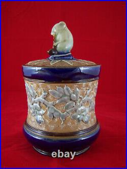 Antique Doulton Lambeth George Tinworth Mouse Tobacco Jar 7 inches tall