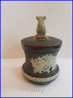 Antique Doulton Lambeth George Tinworth Tobacco Jar c1880