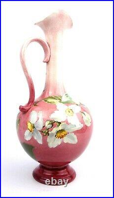 Antique Doulton Lambeth Jug Ewer Floral Pink 1881-1910