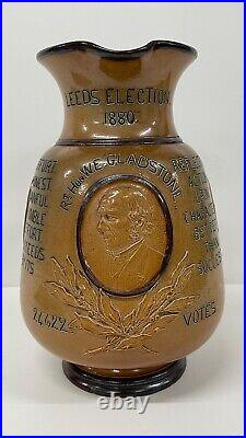 Antique Doulton Lambeth Leeds Election 1880 Political Jug Gladstone Salt Glaze