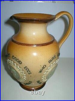 Antique Doulton Lambeth Motto Jug Who Buys Good Ale Buys Nothing Else