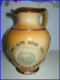 Antique Doulton Lambeth Motto Jug Who Buys Good Ale Buys Nothing Else