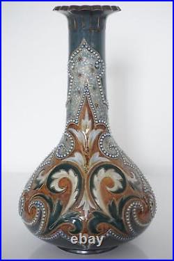 Antique Doulton Lambeth Persian Design Stoneware Vase Eliza Simmance c. 1895