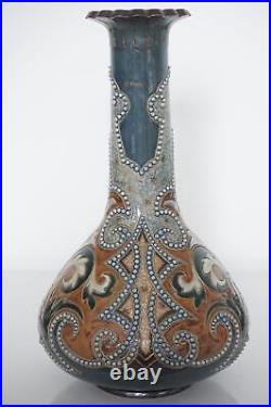 Antique Doulton Lambeth Persian Design Stoneware Vase Eliza Simmance c. 1895