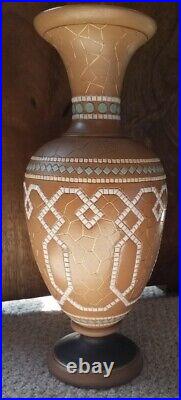 Antique Doulton Lambeth Siliconware Mosaic Vase By Eliza Simmance 23cm Tall