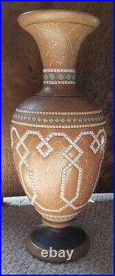 Antique Doulton Lambeth Siliconware Mosaic Vase By Eliza Simmance 23cm Tall