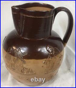 Antique Doulton Lambeth, Stoneware / Saltglaze Hunting / Harvest Ware Jug, c1870