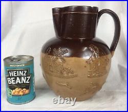 Antique Doulton Lambeth, Stoneware / Saltglaze Hunting / Harvest Ware Jug, c1870