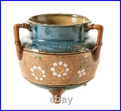 Antique Doulton Lambeth Stoneware Slaters Patent Tri Foot Vase or Planter c1910